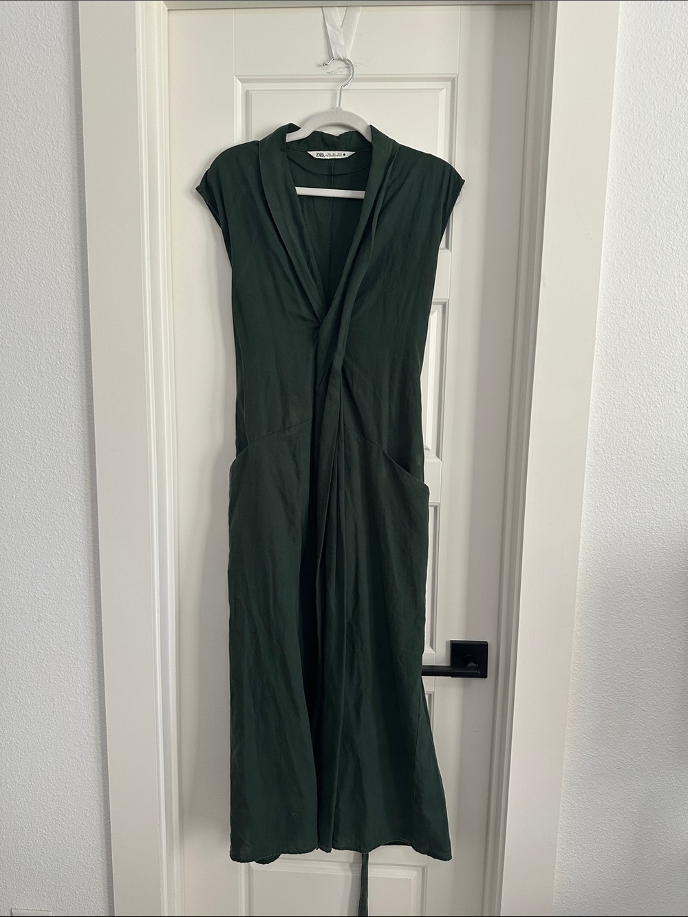VINCE Deep Forest Green Midi Dress